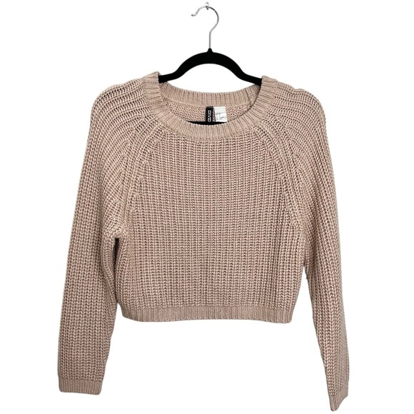 Divided blush pink cropped 3/4 raglan length sleeve sweater XS - Picture 1 of 9